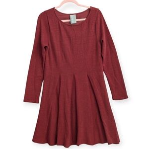 Anthropologie Red Long Sleeve Dress